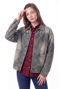 Women's Vintage Wash Relaxed Denim Jacket
