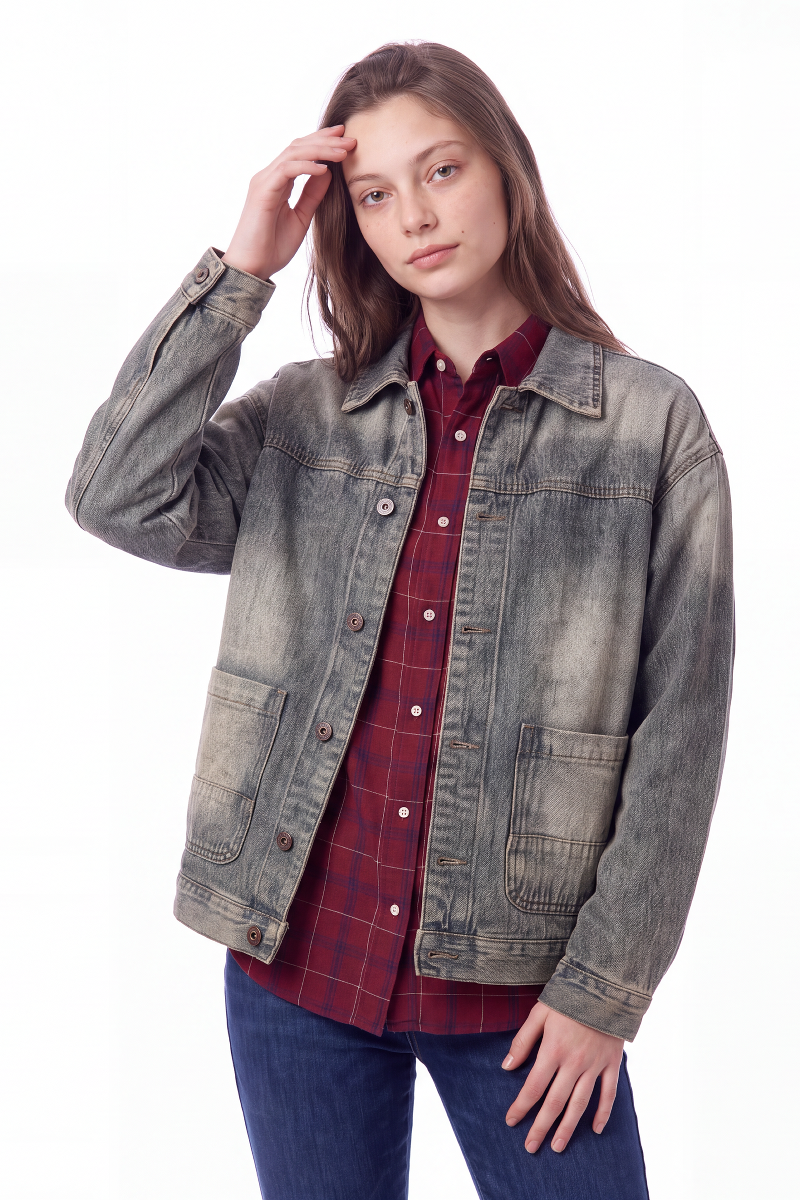 Women's Vintage Wash Relaxed Denim Jacket