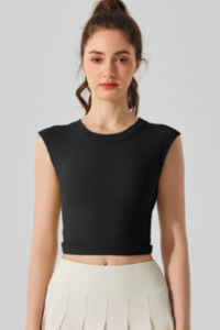 Women's Bare Feel Twist Open Back Cropped Sport T-shirt