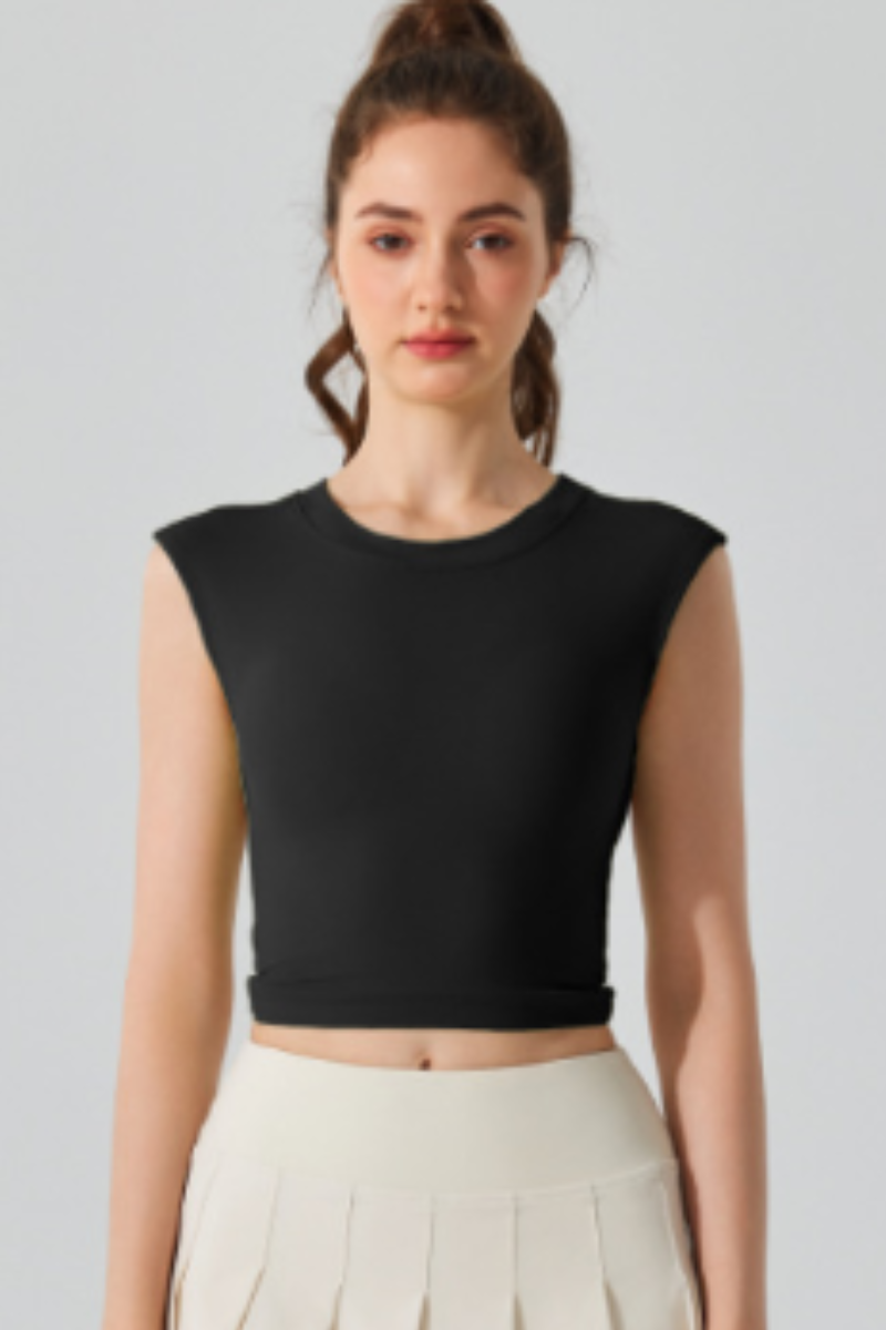 Women's Bare Feel Twist Open Back Cropped Sport T-shirt