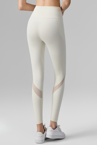 Women's Mesh-Panel High-Waisted Leggings with Side Pockets