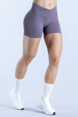 High-waist, cincher-style exercise shorts