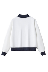 Women's Fall Cozy Fleece Mock Neck Color Block Sweatshirt