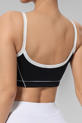 Women's high stretch U-neck sports bra.