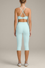 Women's Cross Adjustable Back V NeckBra And Capri Yoga Set