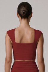 Women's Square Neck Padded Sports Cropped Top