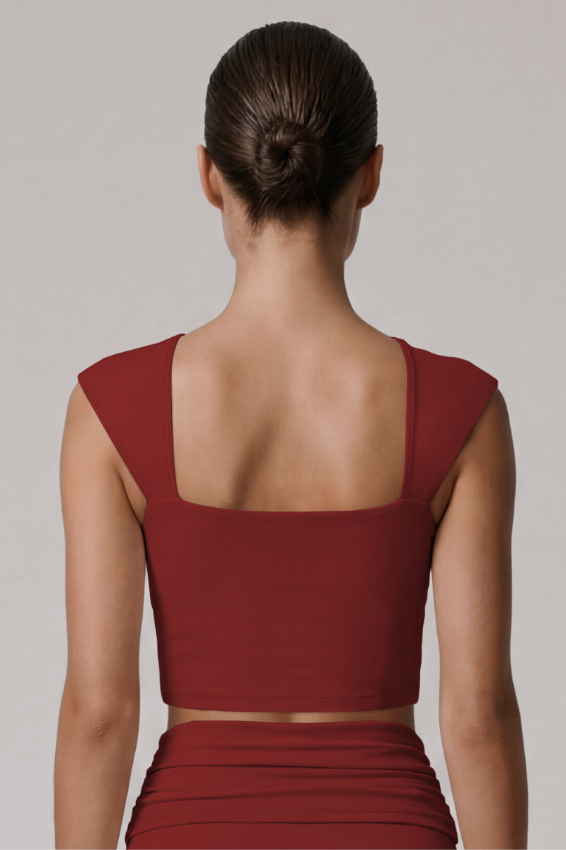 Women's Square Neck Padded Sports Cropped Top