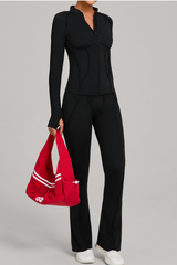 Ladies' zipper long-sleeve two-piece set