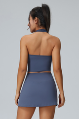 Women's Halter Vest & Tennis Skirt Two-Piece Set