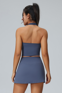Women's Halter Vest & Tennis Skirt Two-Piece Set