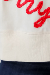 Women's Christmas Embroidery Bow Balloon Sleeve Sweatshirt