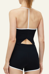 Women's Set: Y-shaped Back Tank Top & Color Block Shorts