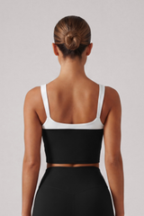 Women's Color Block U-Back Padded Sports Cropped Tank Top