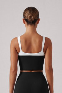 Women's Color Block U-Back Padded Sports Cropped Tank Top