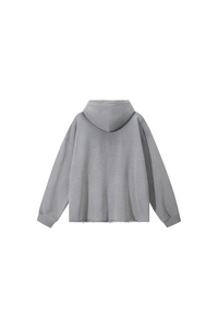 Men's Fall Winter 100% Cotton Washed Frayed Hem Hoodie