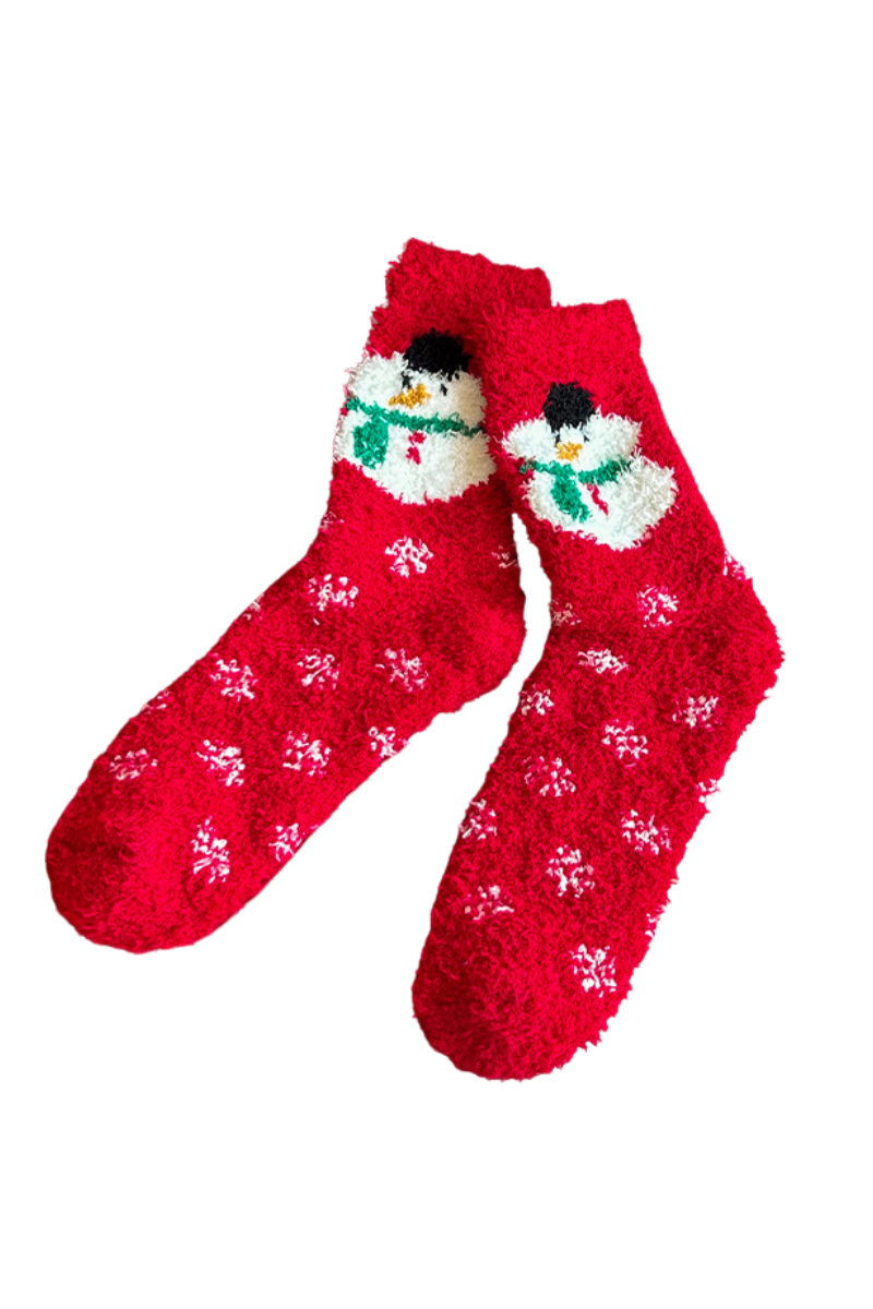 Women's Christmas Printed Fuzzy Plush Mid‑Calf Socks