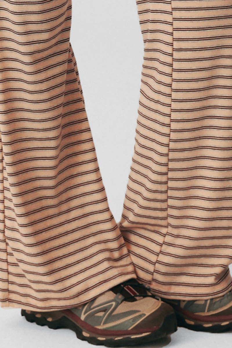 Women's Fall Striped Crew Neck Long Sleeve Top and Pants Set