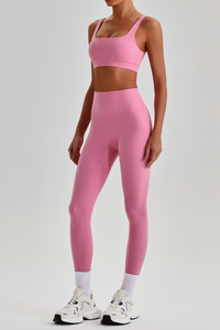 Women's Wide Strap U-neck Bra & High Waist Yoga Leggings Set