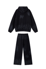 Women's Vintage Fall Set: Washed Hoodie & Wide-Leg Sweatpant