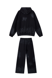 Women's Vintage Fall Set: Washed Hoodie & Wide-Leg Sweatpant