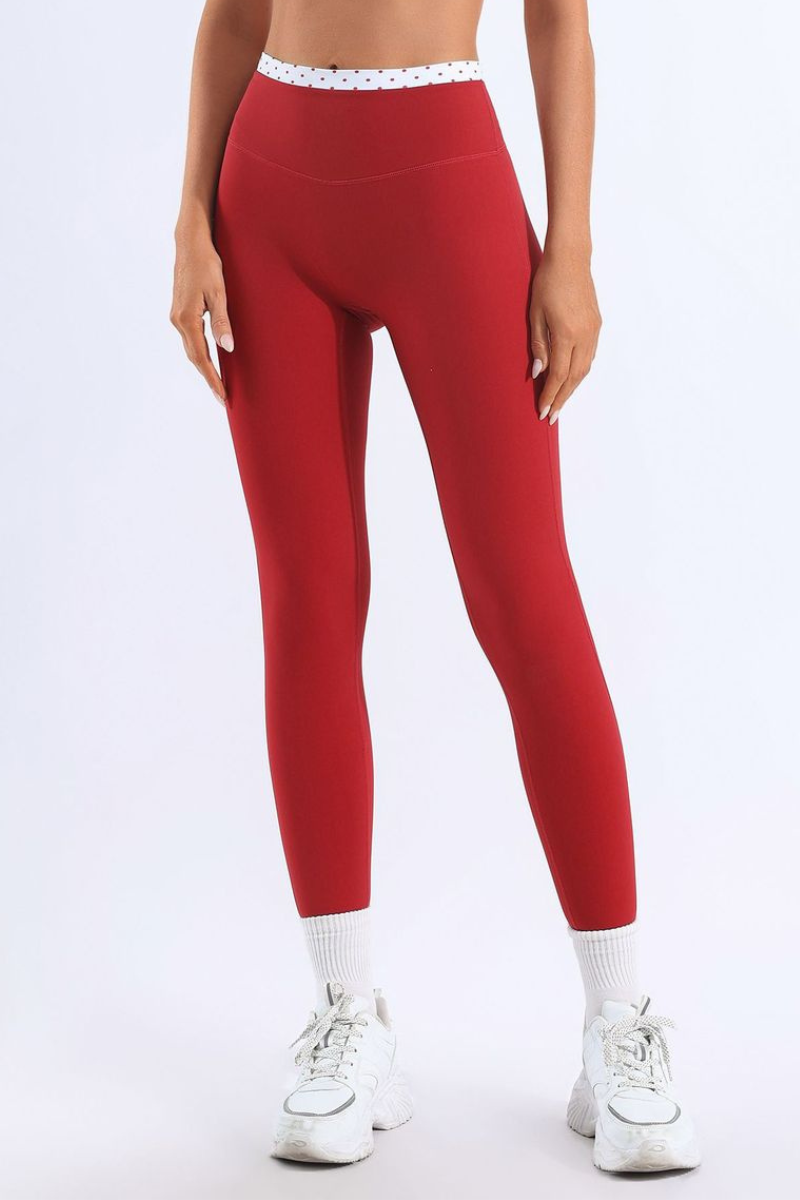 Women's High-Waist Polka Dot No Front Seam Yoga Leggings