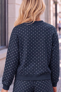 Unisex Fall Cozy Fleece Polka Dot Mockneck Sweatshirt