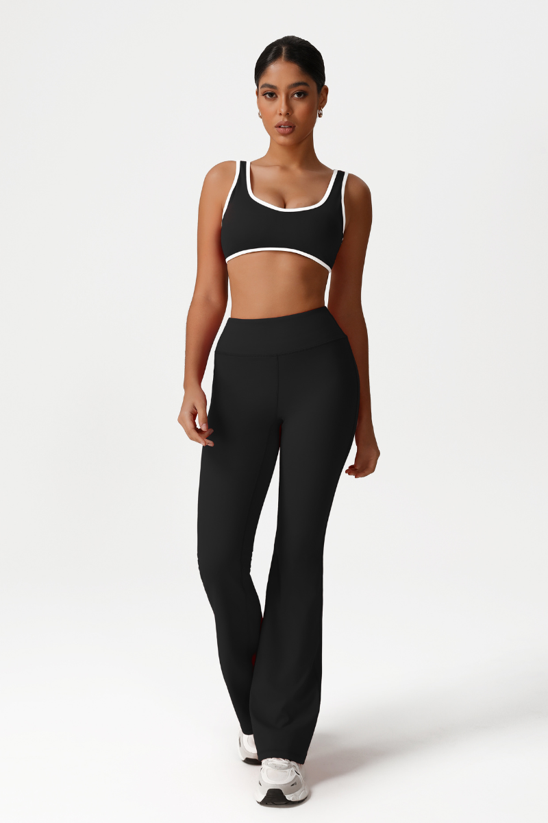 Women High-Waisted Bootcut Butt-Lifting Yoga Set: Sports Bra + Flared Pants