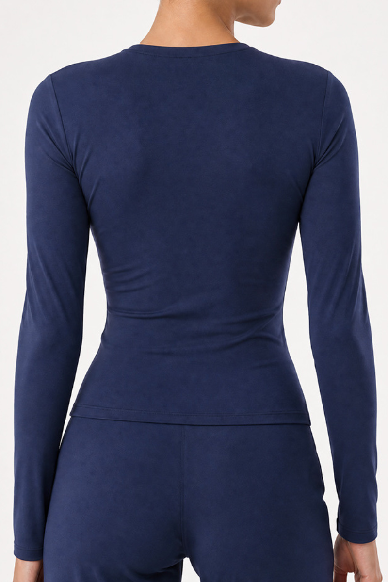 Women’s V-Neck Thumbhole Form-Fitting Long Sleeve Yoga Top