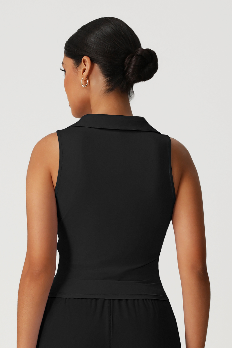 Women's Polo Collar Sleeveless Slim Fit Athletic Tank Top