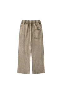 Unisex Fall 100% Cotton Vintage Wax Washed Wide Leg Pants