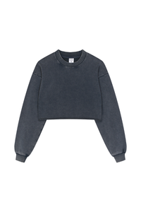 Women's Fall 100% Cotton Cropped Distressed Sweatshirt