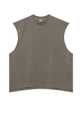 Vintage Washed Distressed Slit Sleeveless Tank Tops
