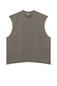 Vintage Washed Distressed Slit Sleeveless Tank Tops