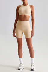 Women's Naked Feel  Mock Neck Bra & Biker Shorts 2-Piece Set