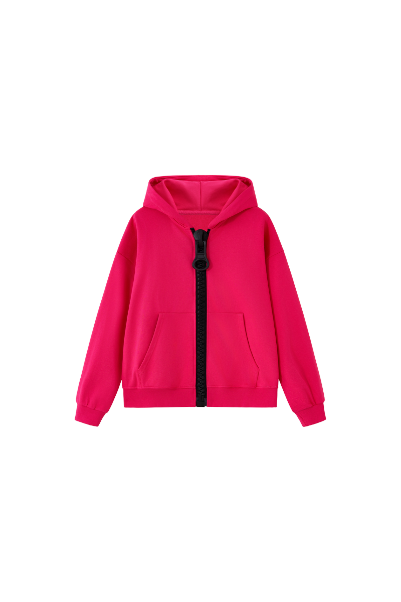 Unisex Color Block Big Tooth Zipper Hooded Loungewear Jacket