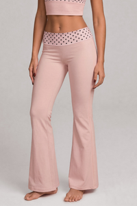 Women's Polka Dot Set:Tie-Back Cropped Tank Top & Flare Pant