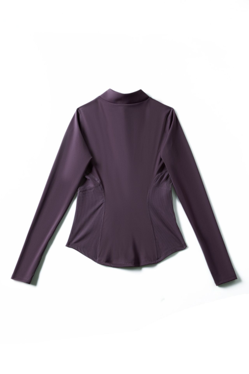 Women's Mock-Neck Color-Block Fitted Yoga Jacket