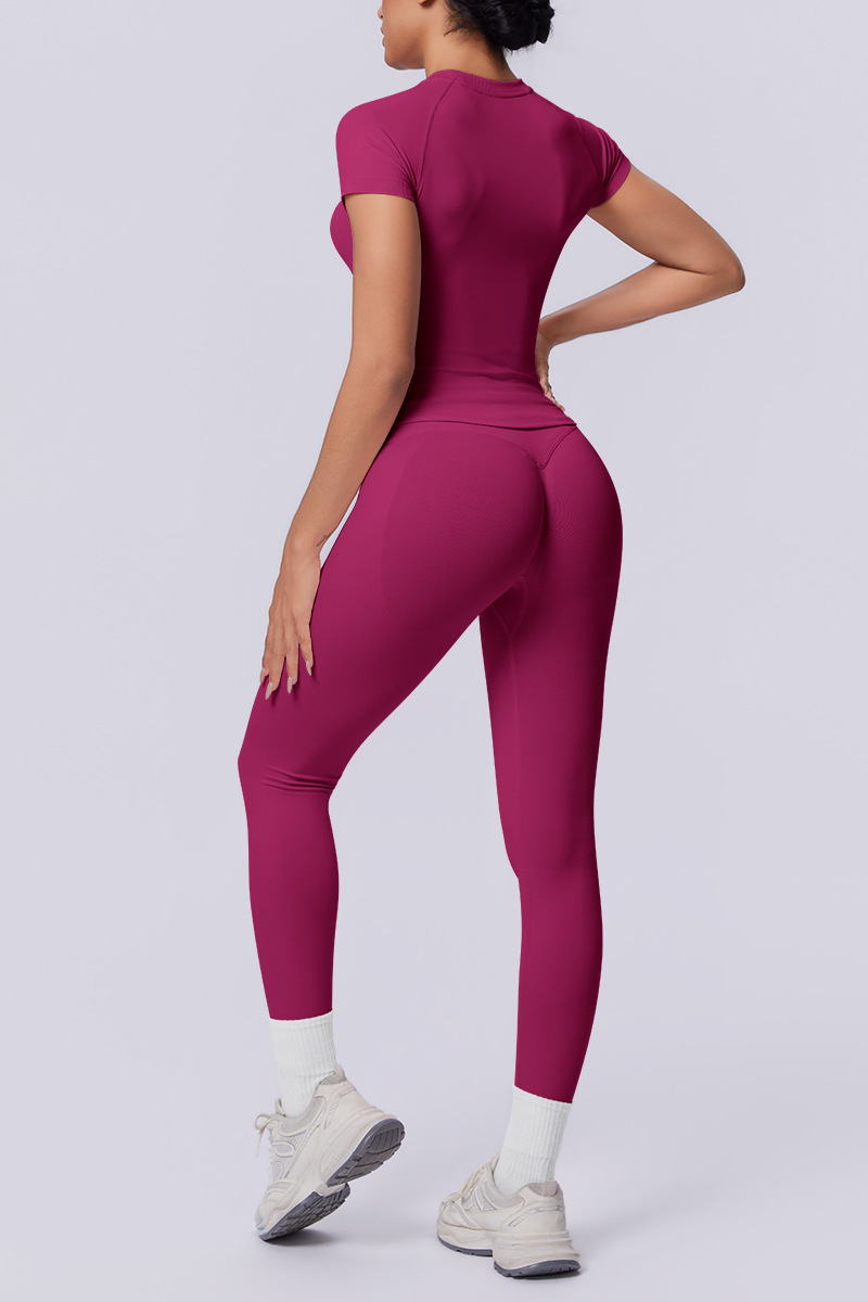 Women's Seamless Sets:Slim Fit T-shirt And Leggings