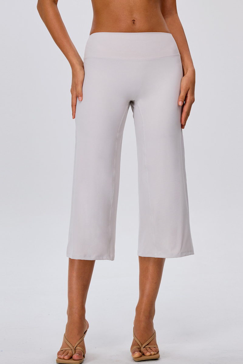 Women's No Front Seam Wide-Leg Cropped Yoga Pants