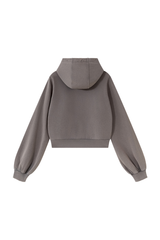 Women's Fall Vintage Washed Distressed Cropped Zip Up Jacket