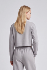 Women's 100% Cotton Washed Cropped Patchwork Cut Sweatshirt