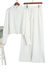 Double-opening zipper fitted sweater set