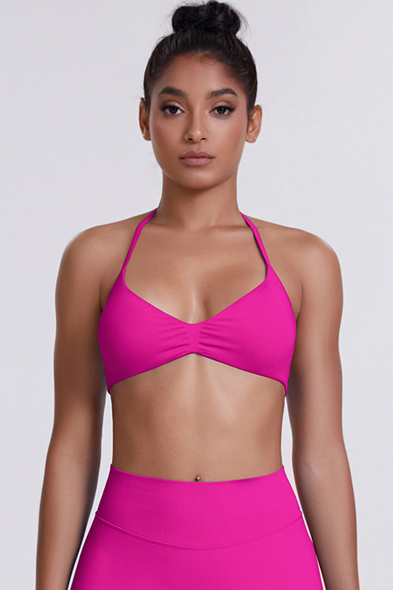 Women's Seamless Pleated Halterneck Sports Bra