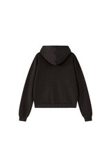 Women's Fall Vintage Washed Waffle Full Zip Up Hooded Jacket