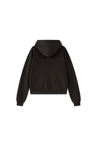 Women's Fall Vintage Washed Waffle Full Zip Up Hooded Jacket
