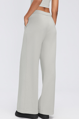 Women's Fall Center Pleat Hidden Card Pocket Wide Leg Pants
