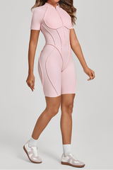 Women's Half-Zip Contour Seam Open Back Jumpsuits