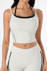 Women's Athletic Color-Block Faux 2 Piece Padded Tank Top