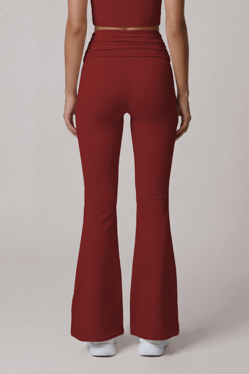 Women's Athletic High Rise Pleated Slim Fit Flared Pants