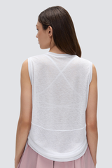 Women's Summer Sheer Breathable Drawstring Sports Tank Top